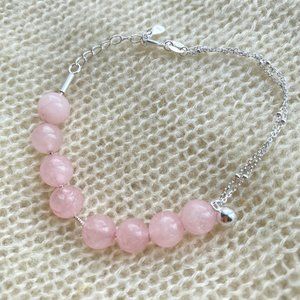 Crystalbabyhkyyc  🔮 Rose Quartz beads S925 bracelet